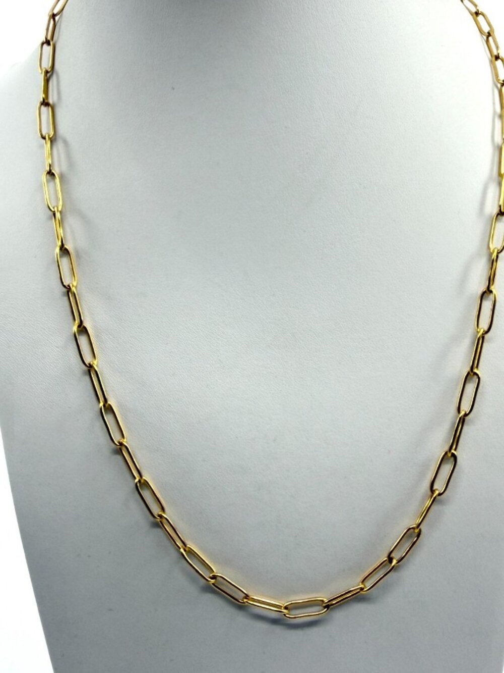 Minimalist Gold Tone Paperclip Chain Necklace - Dainty Layering Jewelry